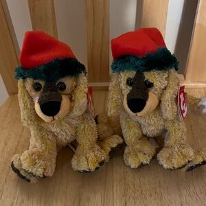 Ty “Jingle Pups” with Red Hats and Green Trim